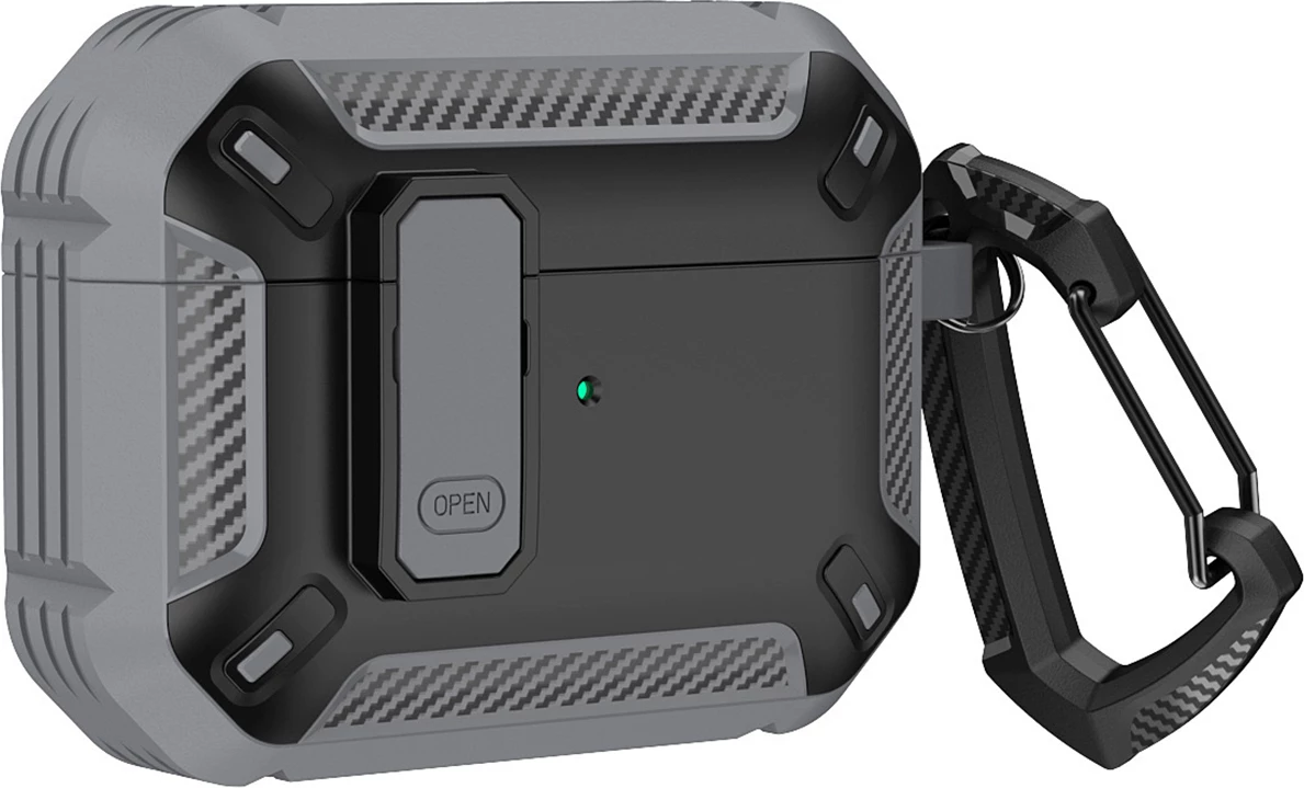 Mbështjellës Hurtel Pro Armor për AirPods 4 me karabiner, Gri