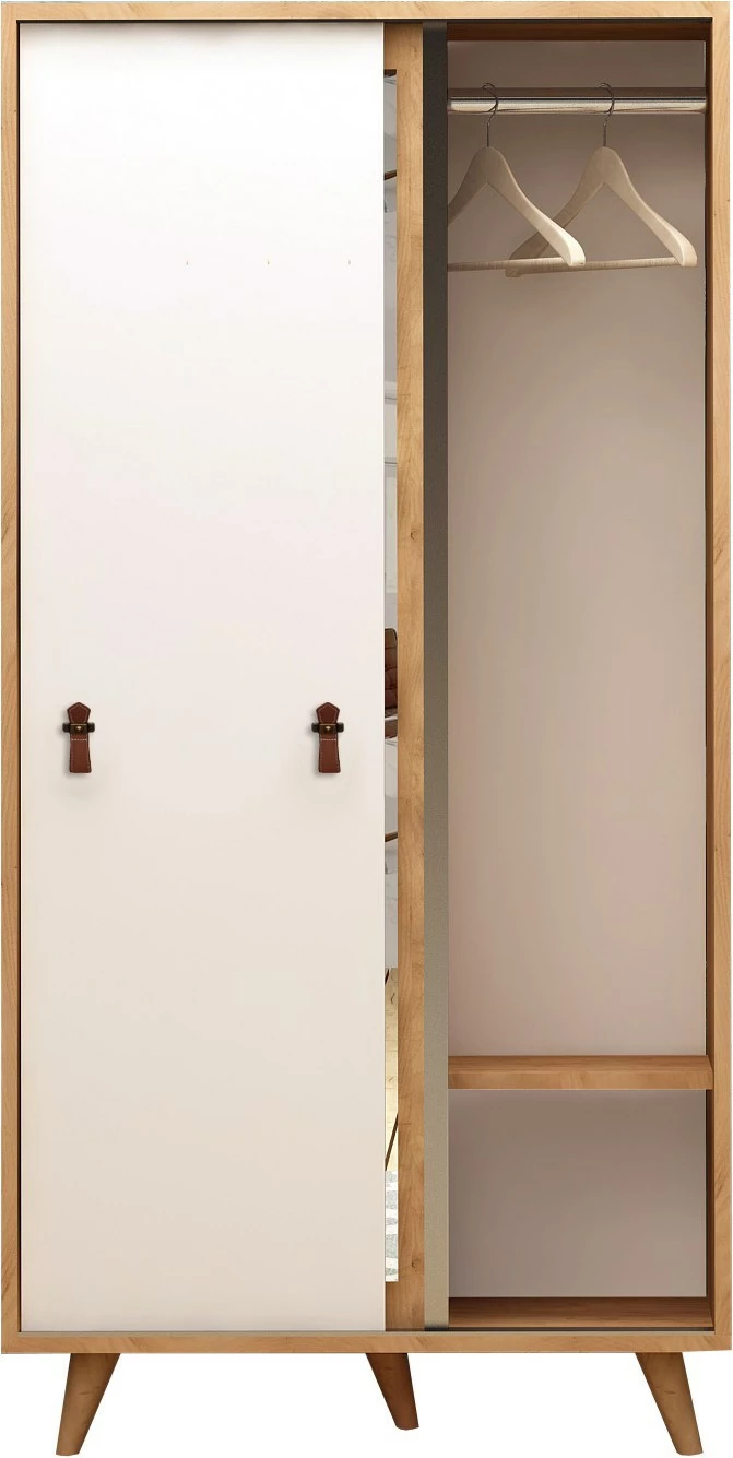 Dollap Hanah Home, Yahha, ngjyrë lis dhe e bardhë, me pasqyrë