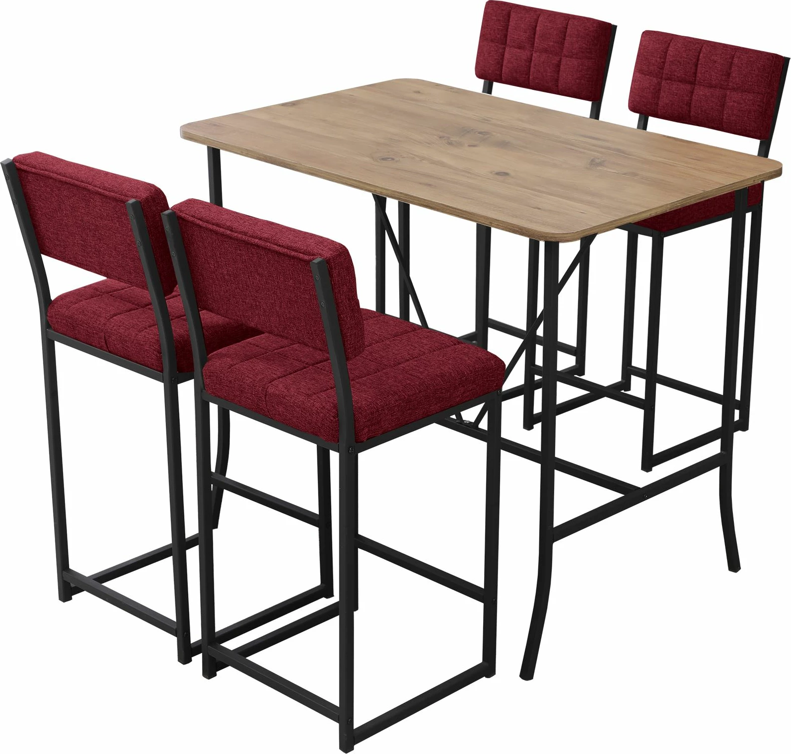 Set tavoline për bar me karrige (5 copë), Skye Decor, retro, burgundy, walnut