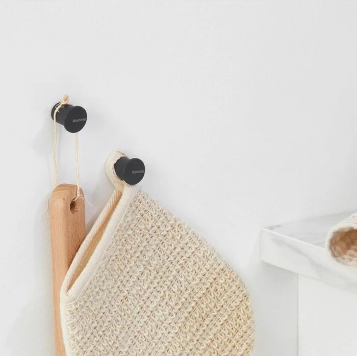 Kuke peshqiri Brabantia MINDSET MPN 303401, montim në mur, deri 2 kg, mineral grey, set 2 copë