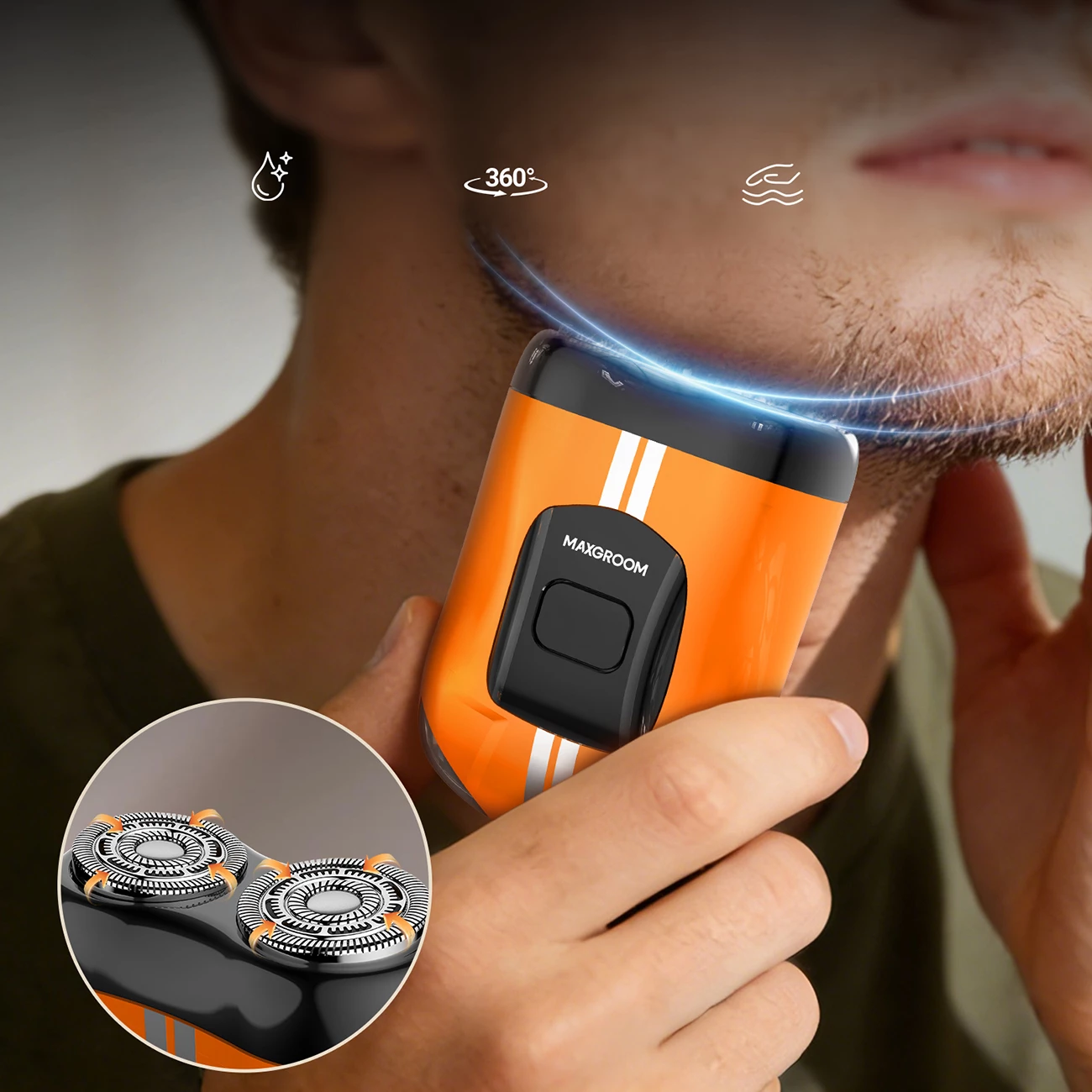 Makinë rroje MAXGROOM M-501, 8000 RPM, IPX7, 400 mAh, USB-C, portokalli, në kuti