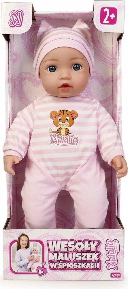 Kukull bebe Natalia Baby funksionale 45 cm, me tinguj, rozë