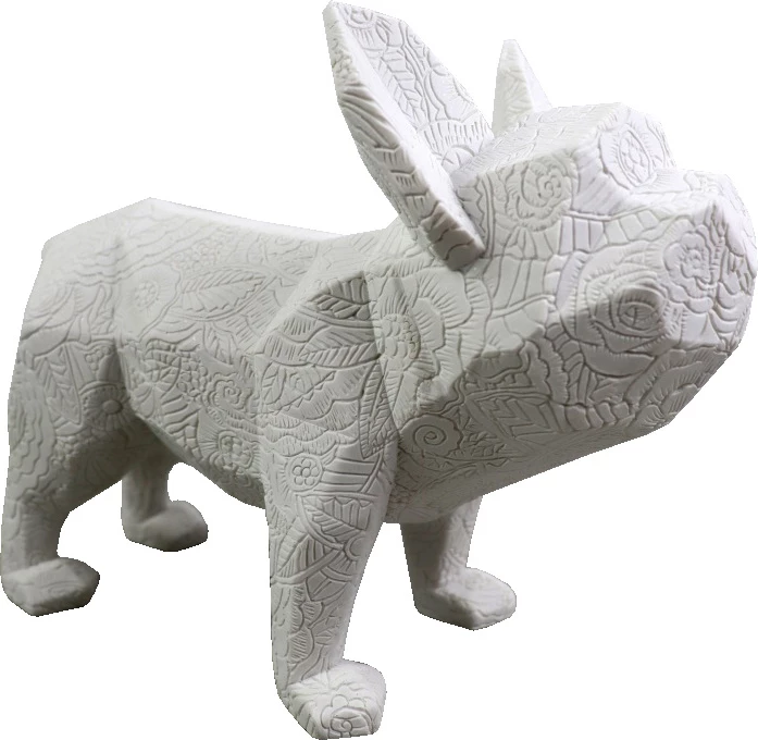 Dekor qen Monty A, i bardhë, polirezine, 23x12x18cm