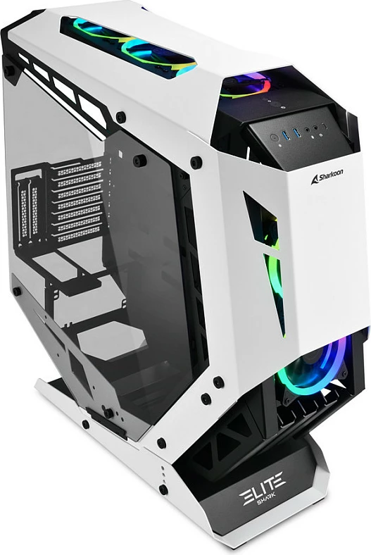 Kasë Sharkoon ELITE SHARK CA700, Tower ATX/micro ATX/Mini-ITX, RGB, xham i kalitur, bardh e zi