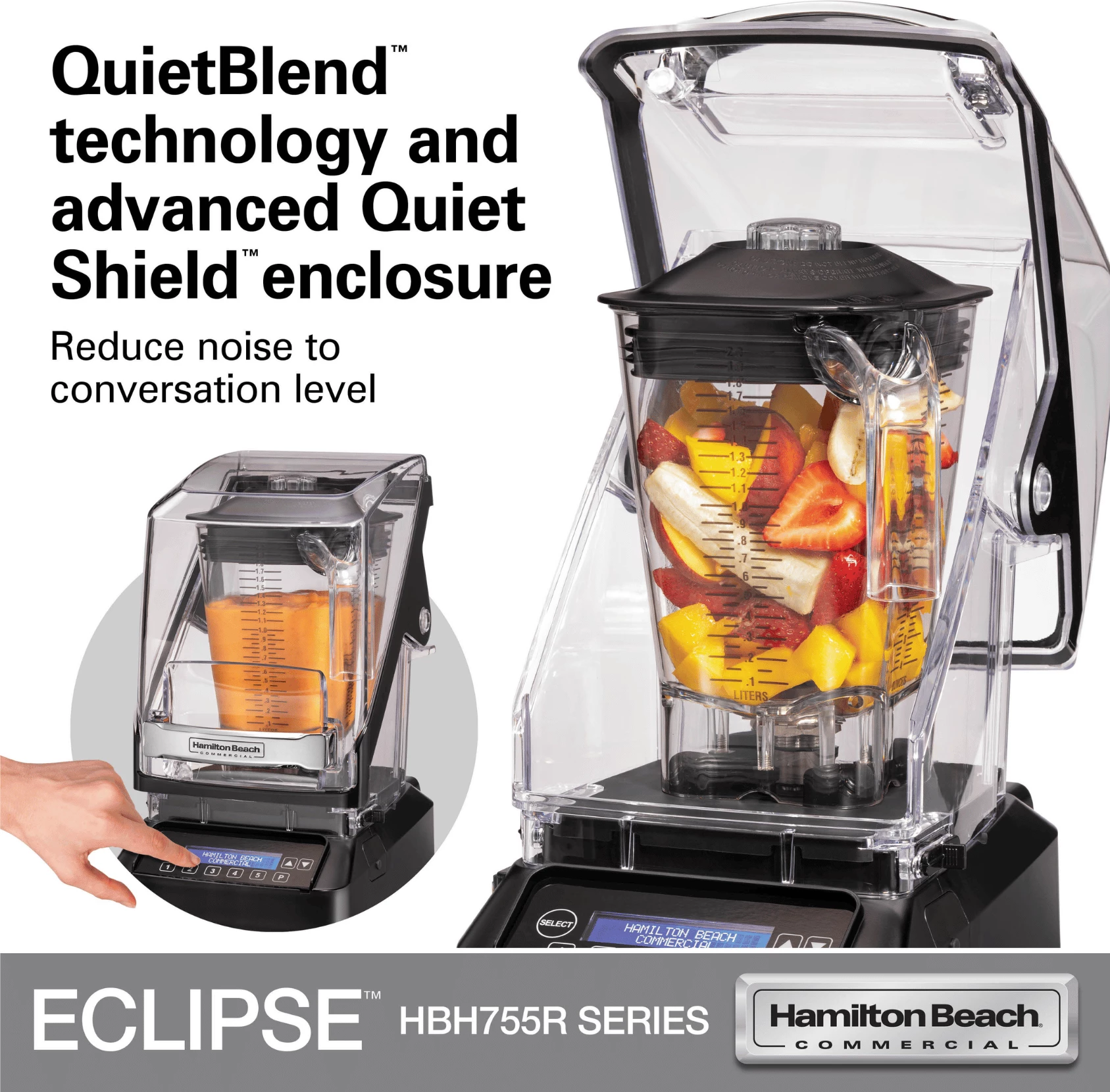 Blender komercial Hamilton Beach Commercial HBH755R-CE 64oz/2L me QuietBlend dhe Wave~Action, i zi