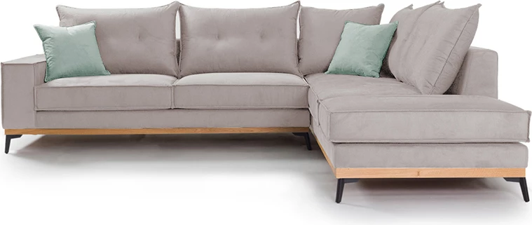 Kënd divani Luxury II, kënd i majtë, pëlhurë elephant-ciel, 290x235x95cm