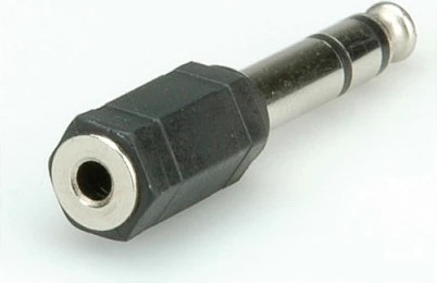 Adapter stereo ROLINE 6.35mm mashkull në 3.5mm femër, i zi