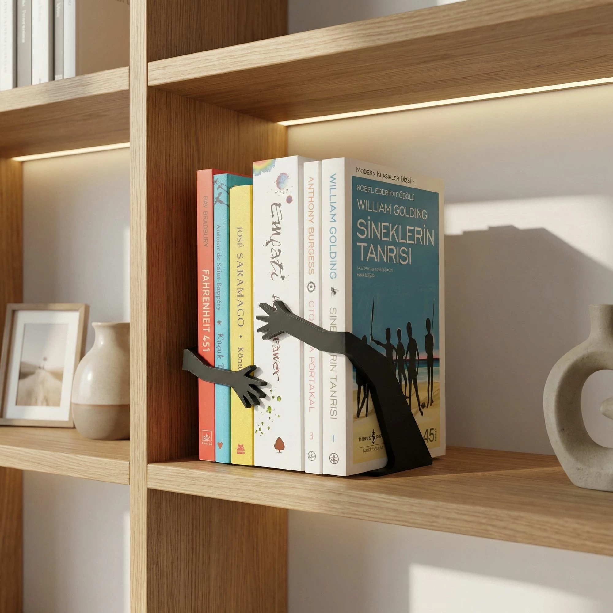 Mbajtëse librash plastike, ngjyrë e zezë, 2 copë, Evila Originals, me duar