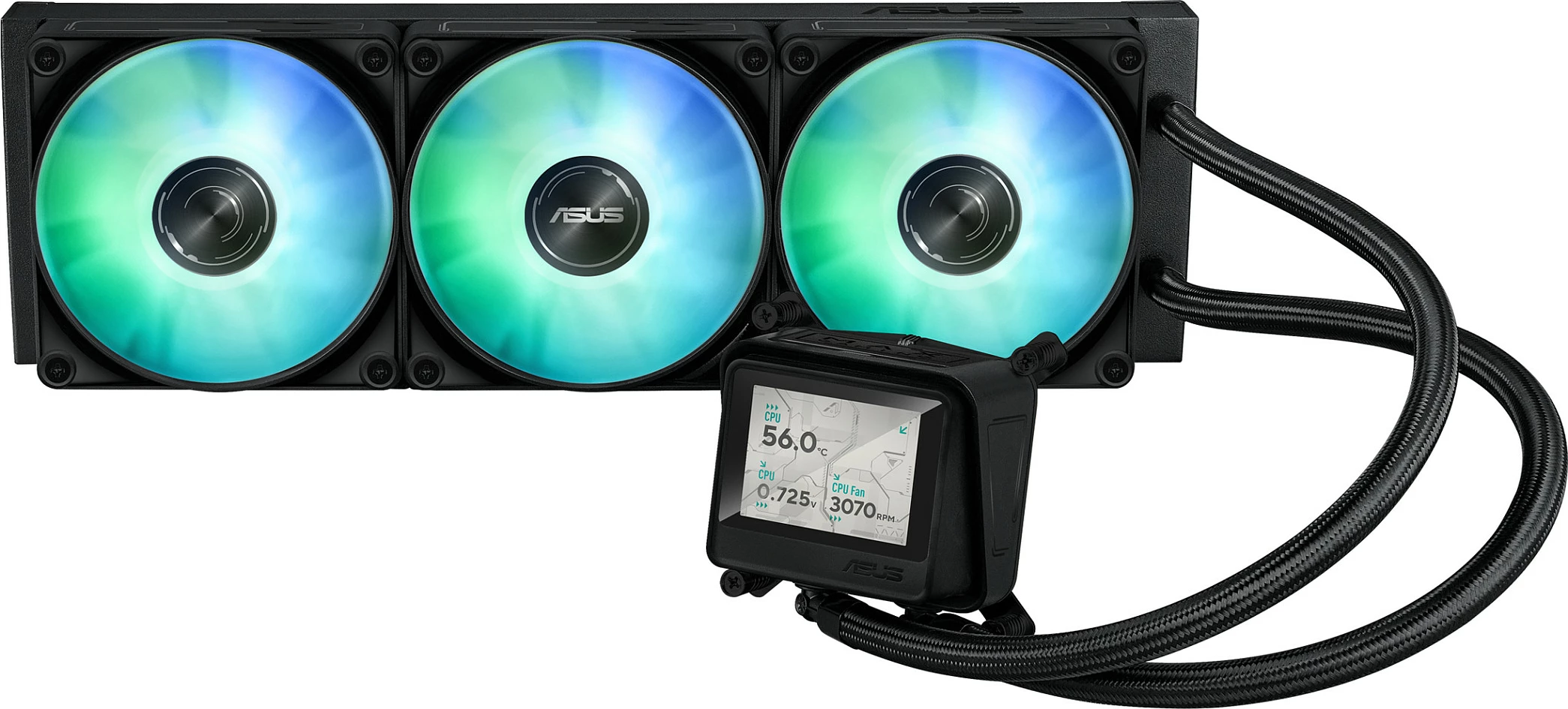 Ftohës uji AIO për CPU ASUS MAX GAMING LC 360 ARGB LCD, 360mm, 3x120mm, i zi
