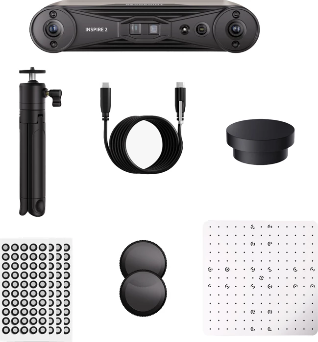 Skaner 3D Revopoint Inspire 2 Standard Edition, i zi, set me tripod dhe platformë rrotulluese