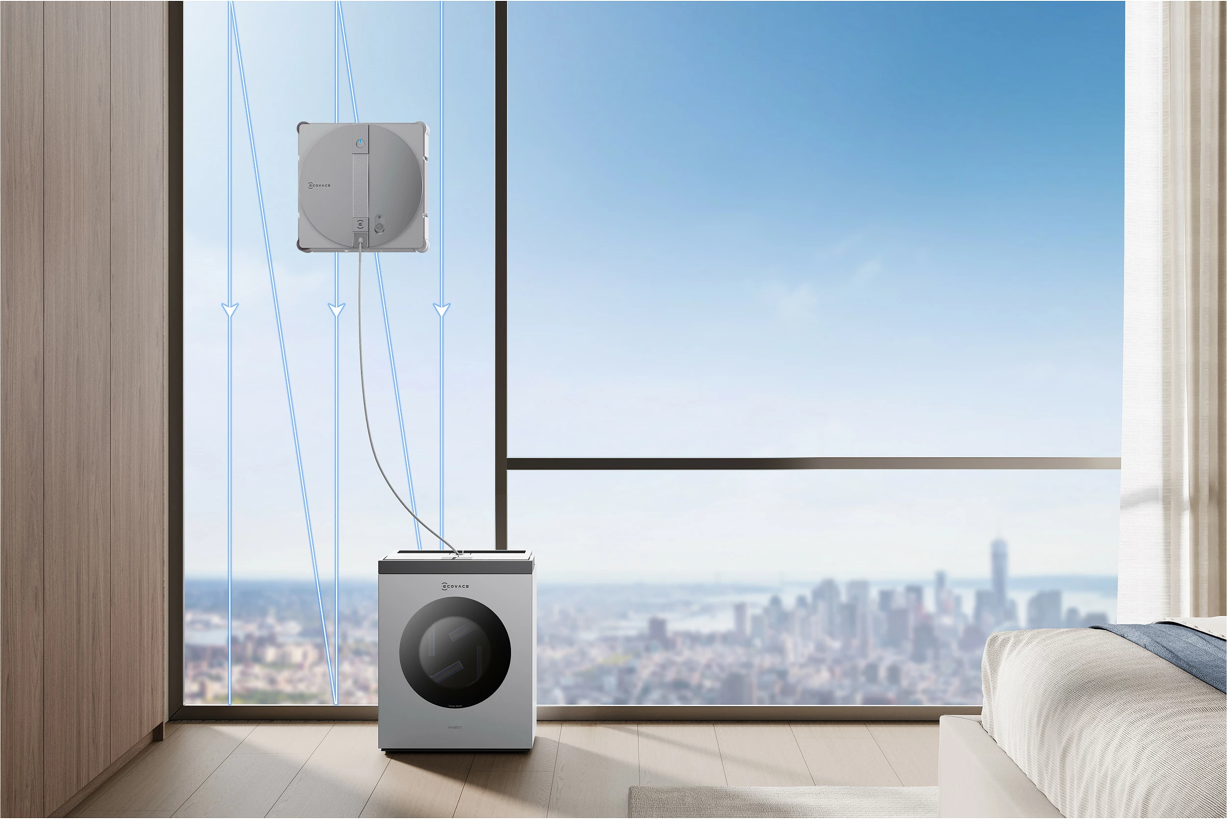 Robot pastrues dritaresh ECOVACS WINBOT W3 OMNI, 8000 Pa, 95 W, argjend/bardhë