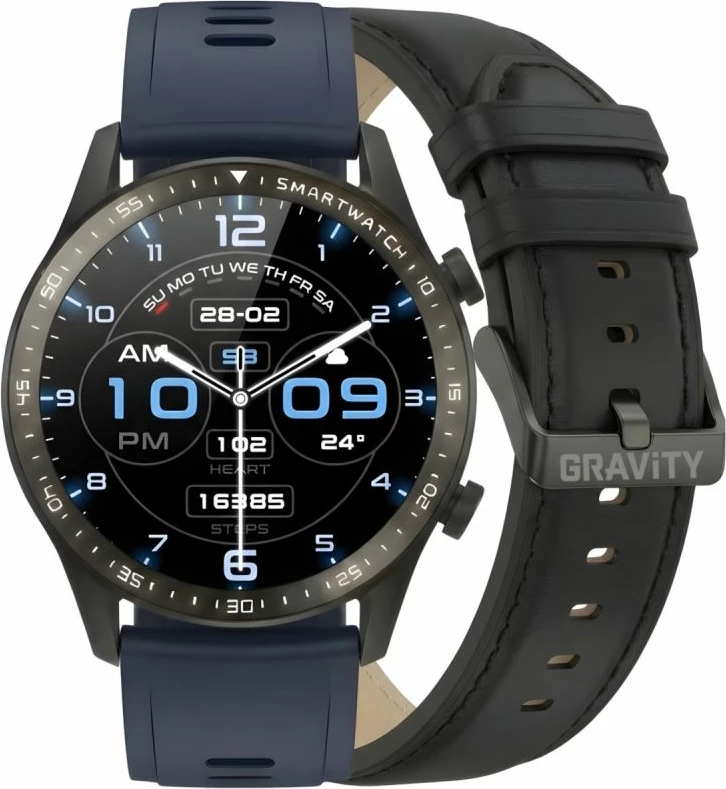 Smartwatch Gravity GT10-5, e zezë, 2 rripa