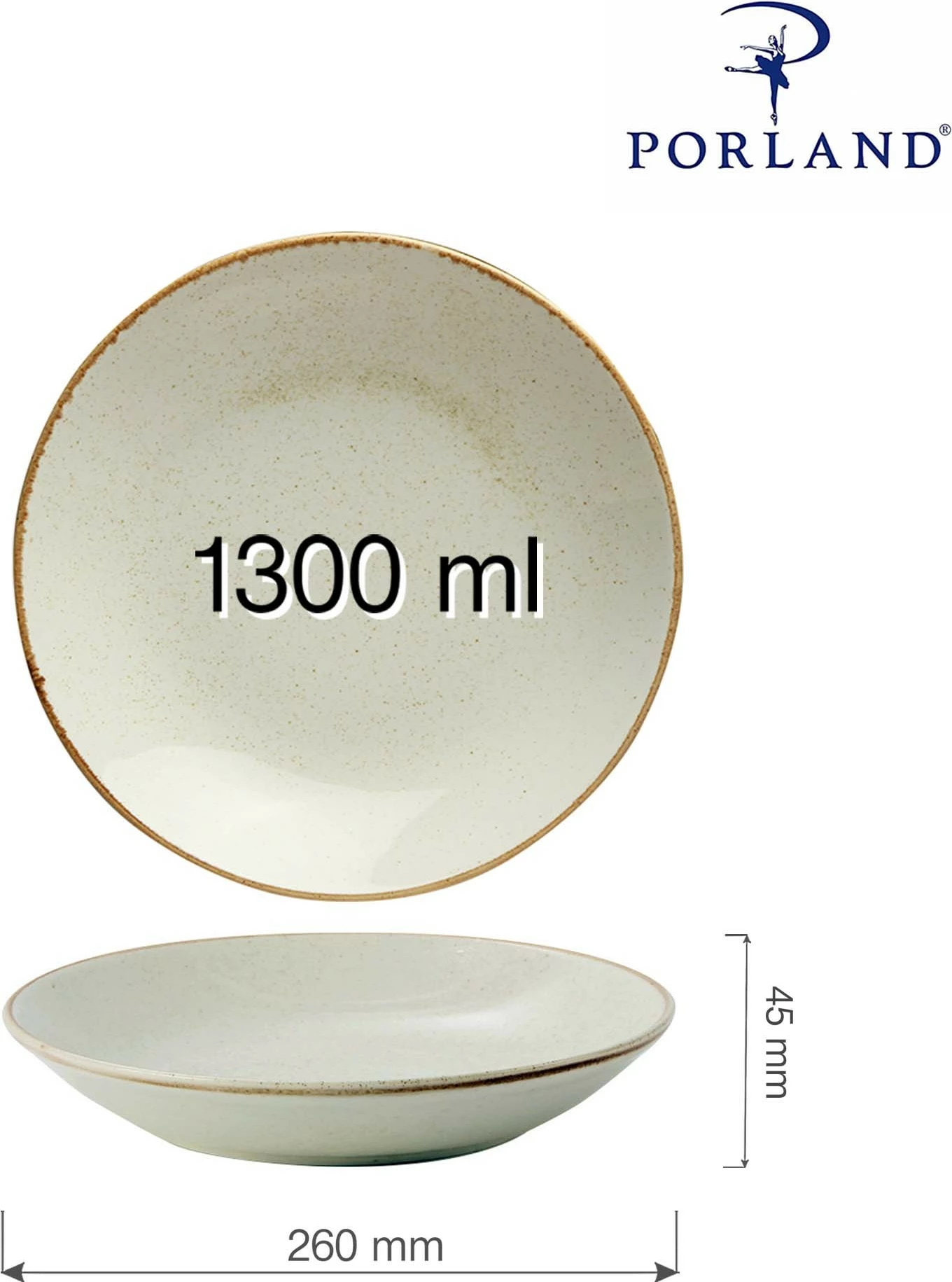 Pjatë coupe Porland Seasons Sand 260 mm, bezh/krem, set 6 copë