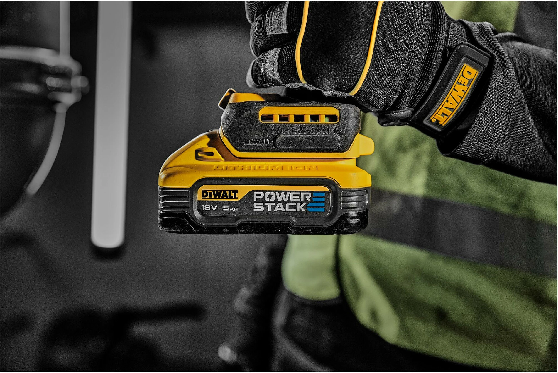 Bateri DeWALT POWERSTACK DCBP518, 18V 5Ah, verdhë/zi
