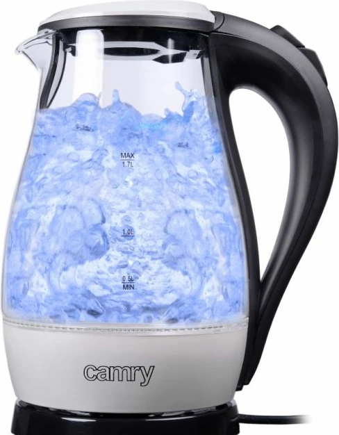 Çajnik elektrik CAMRY CR1251W 1.7 L 2200 W, xham, LED blu, i bardhë