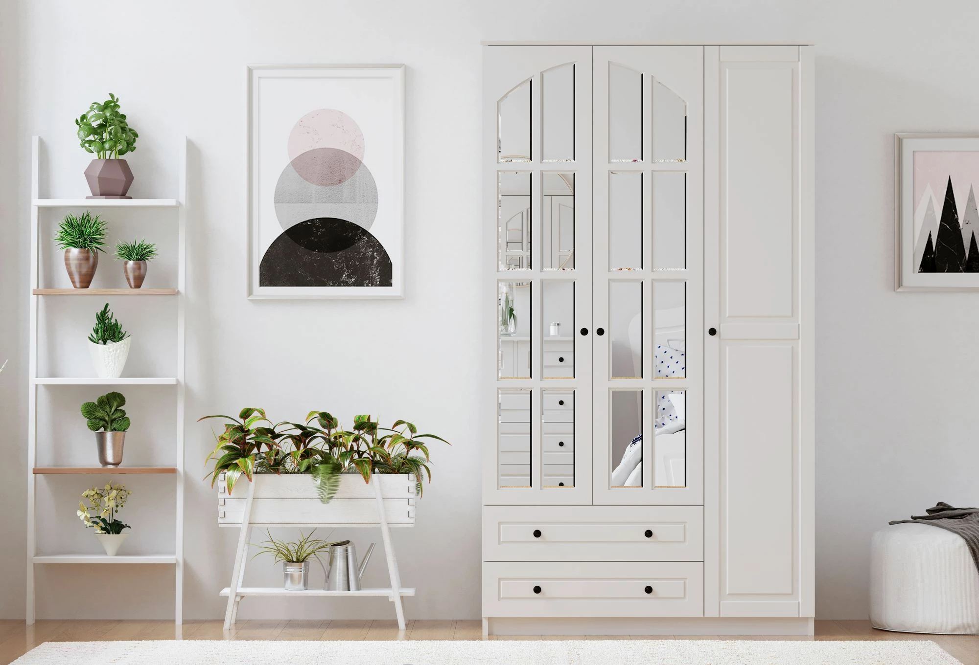 Dollap rrobash Skye Decor, ngjyrë e bardhë mat, RB-011