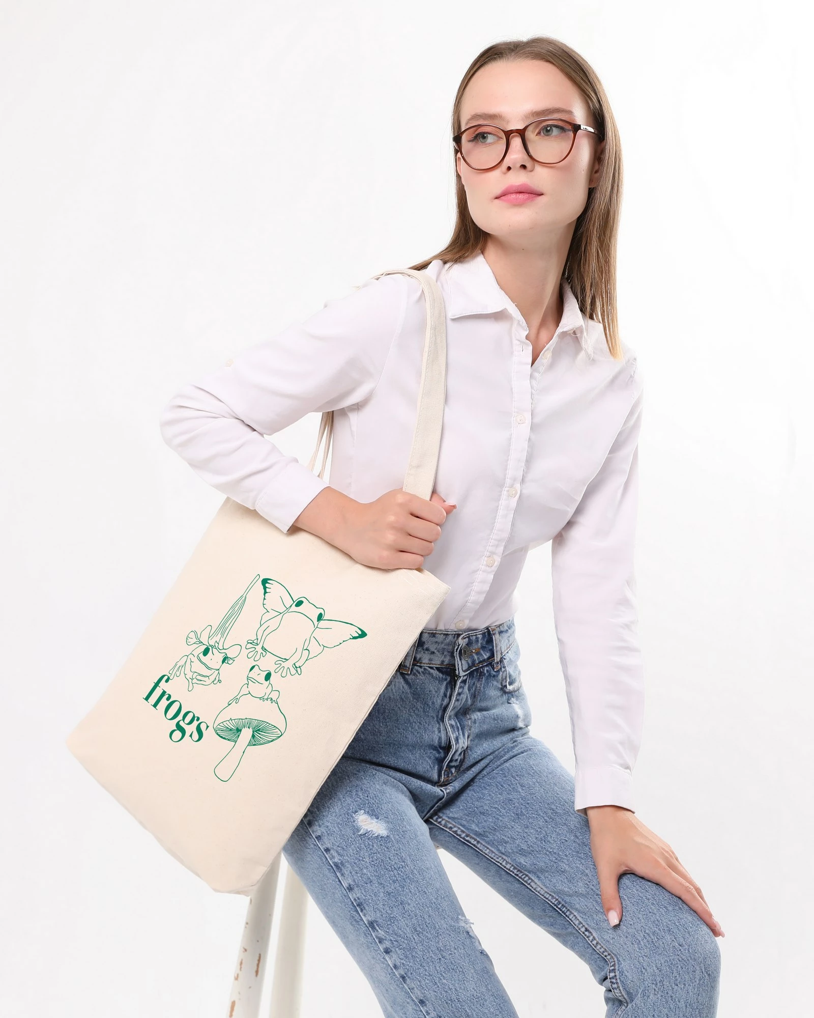 Torbë tote Zoozie Bags, krem, 35x40x8cm