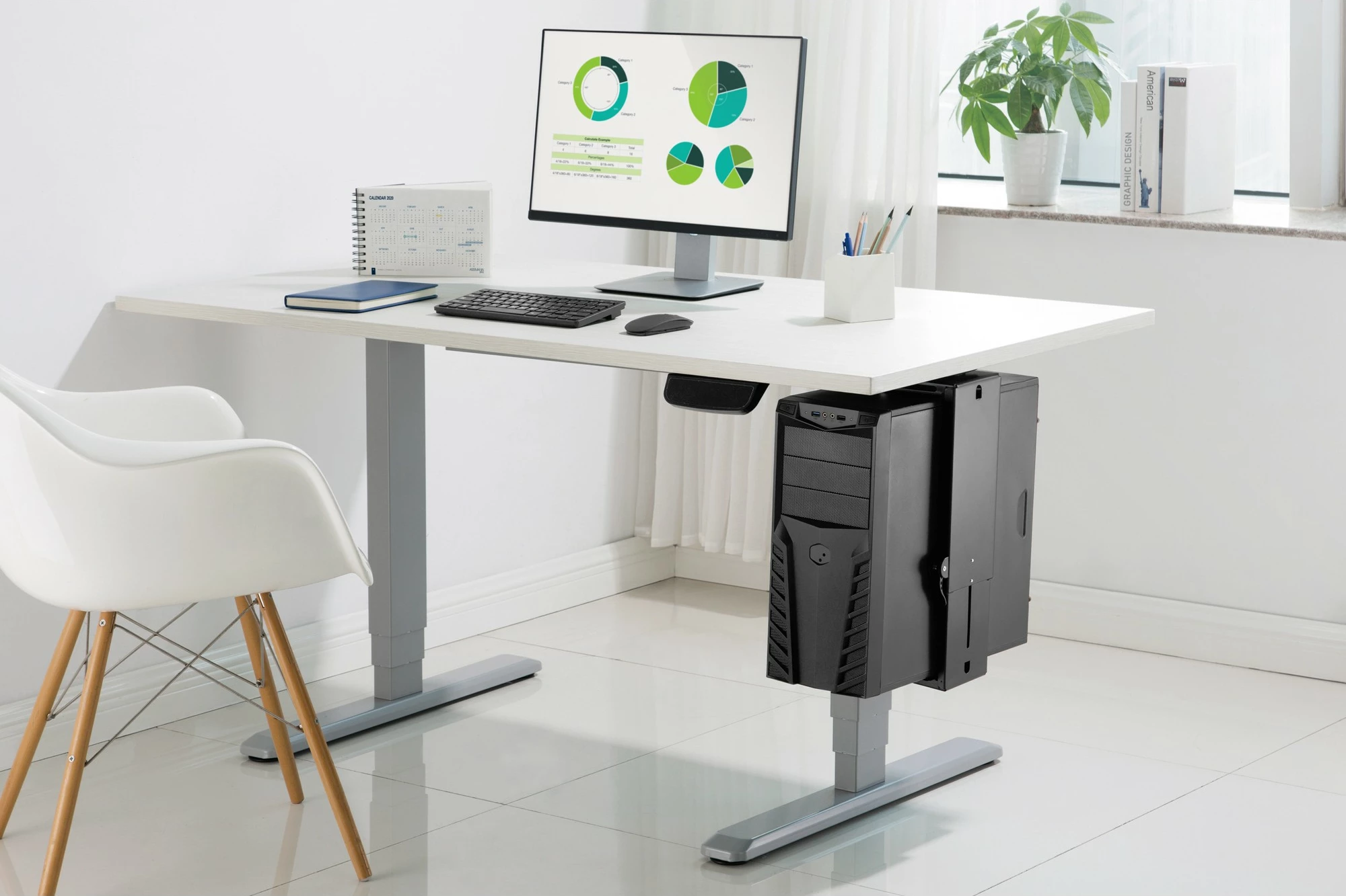 Mbajtëse universale kasë Digitus, për montim në tavolinë, easy-locking, e zezë