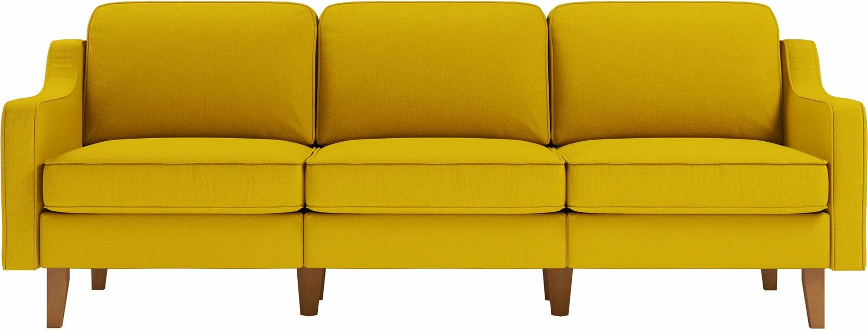 Divan treshe Robin Extra, ngjyrë sunflower, këmbë druri walnut