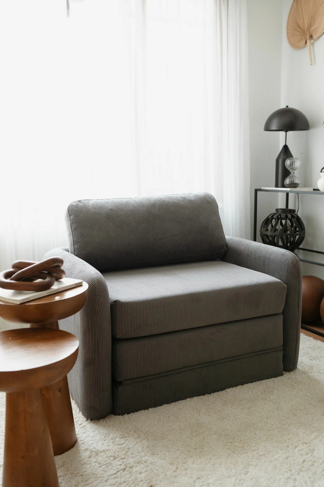 Krevat-kolltuk një vendësh, Atelier del Sofa, Nest, ngjyrë gri