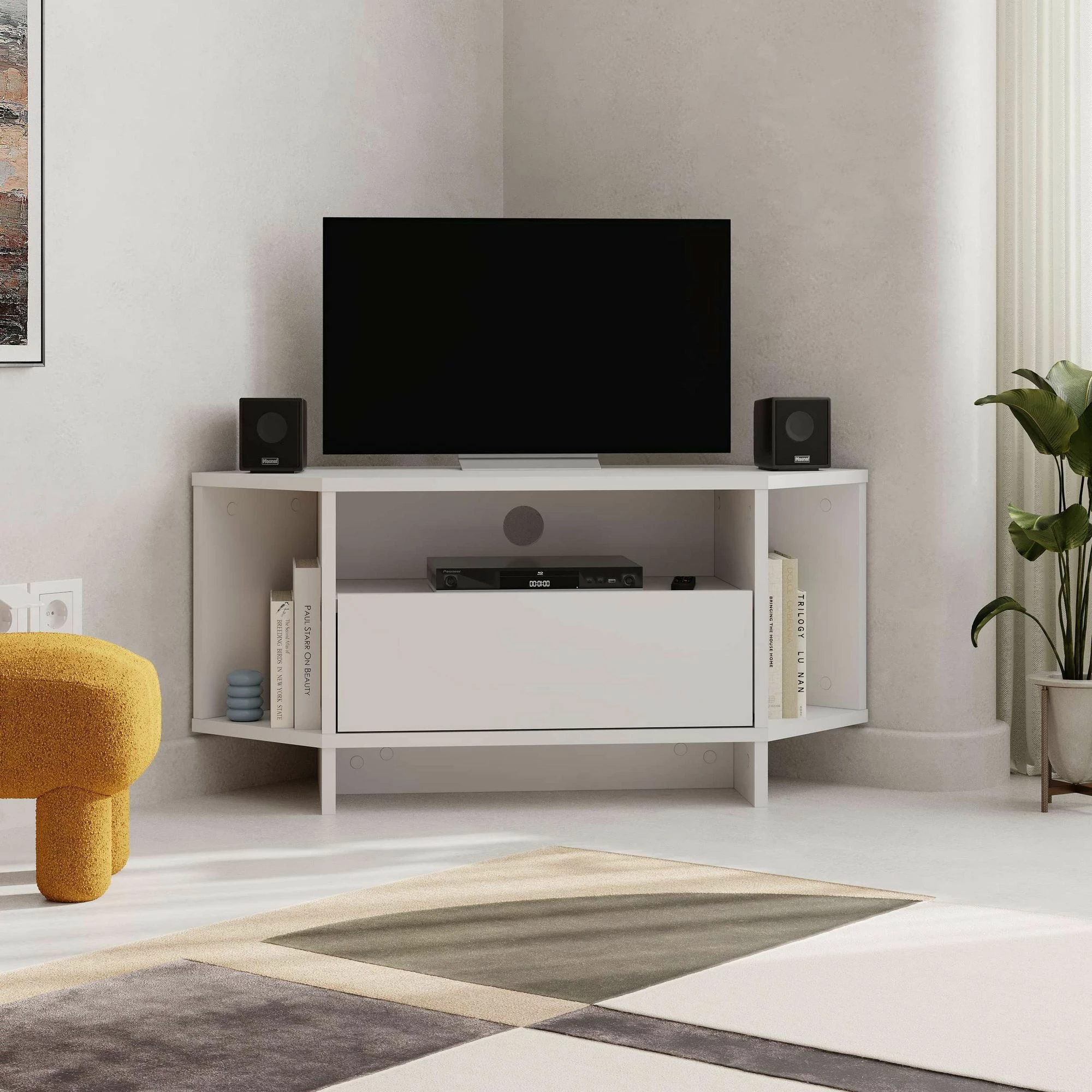 Komodë për TV Skye Decor, e bardhë, Viva
