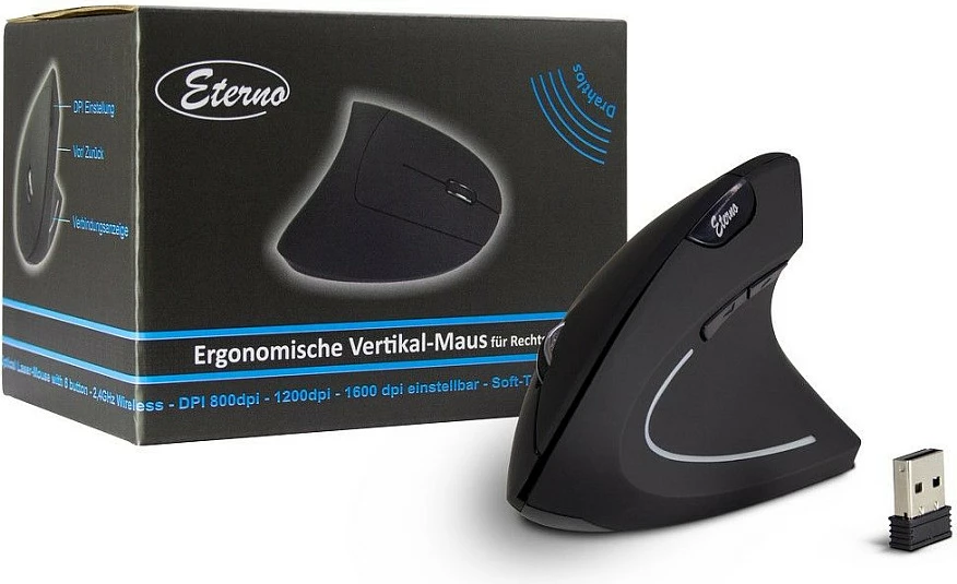 Maus vertikal Inter-Tech AC KM-206R, wireless 2.4GHz, 1600 DPI, i zi
