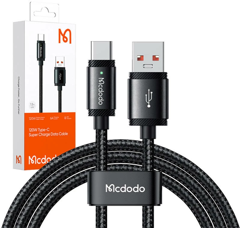 Kabllo Mcdodo CA-4730 USB-A në USB-C, 1.5m, 120W, e zezë