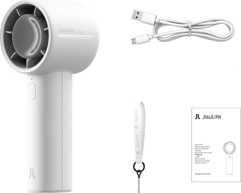 Ventilator dore Jisulife Handheld Fan 10 4000mAh USB-C, gri, set (kabllo USB-C, litar, udhëzime) 6
