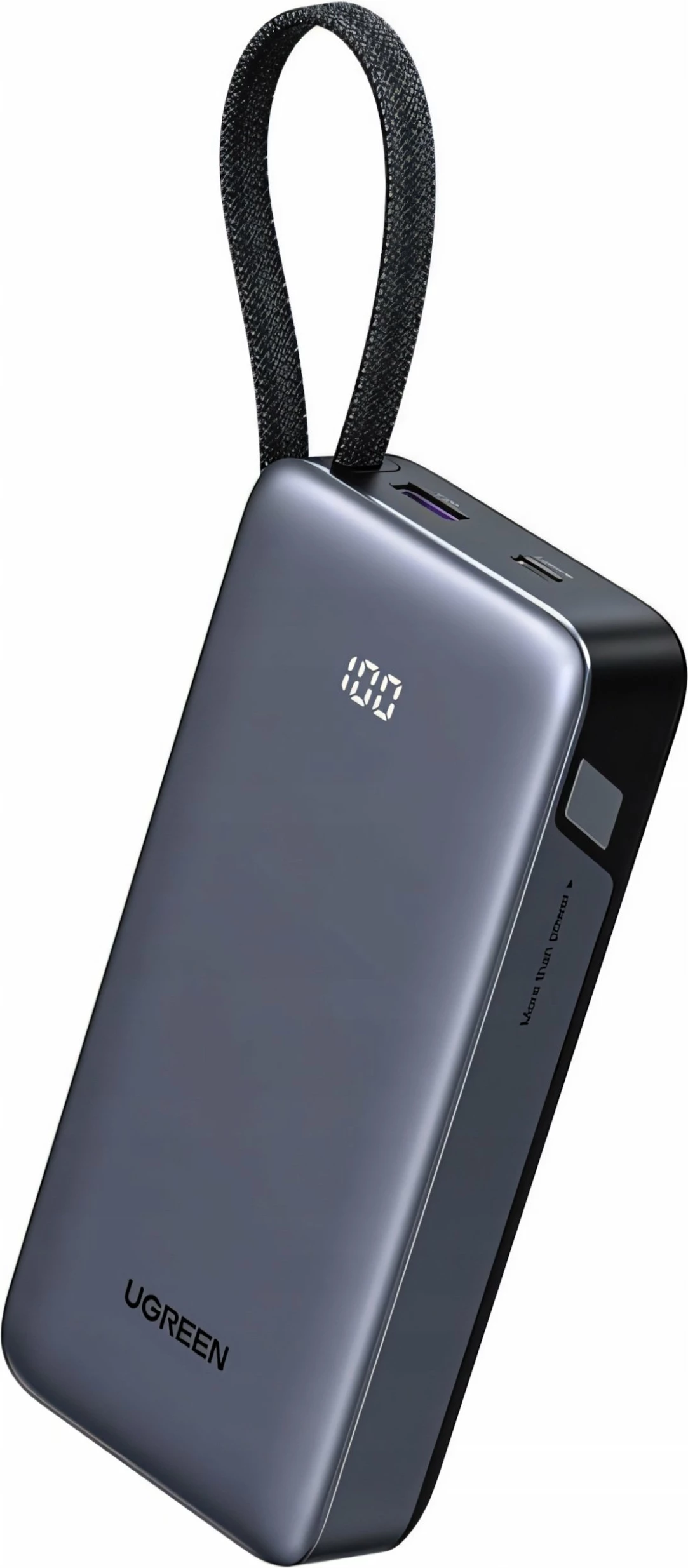 Powerbank Ugreen PB536 20000mAh 45W, kabllo USB-C e integrume, ekran LED, gri