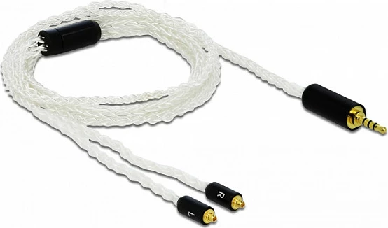 Kabllo audio DeLOCK 85848, 2.5mm në 2x MMCX, 1.2 m, e bardhë