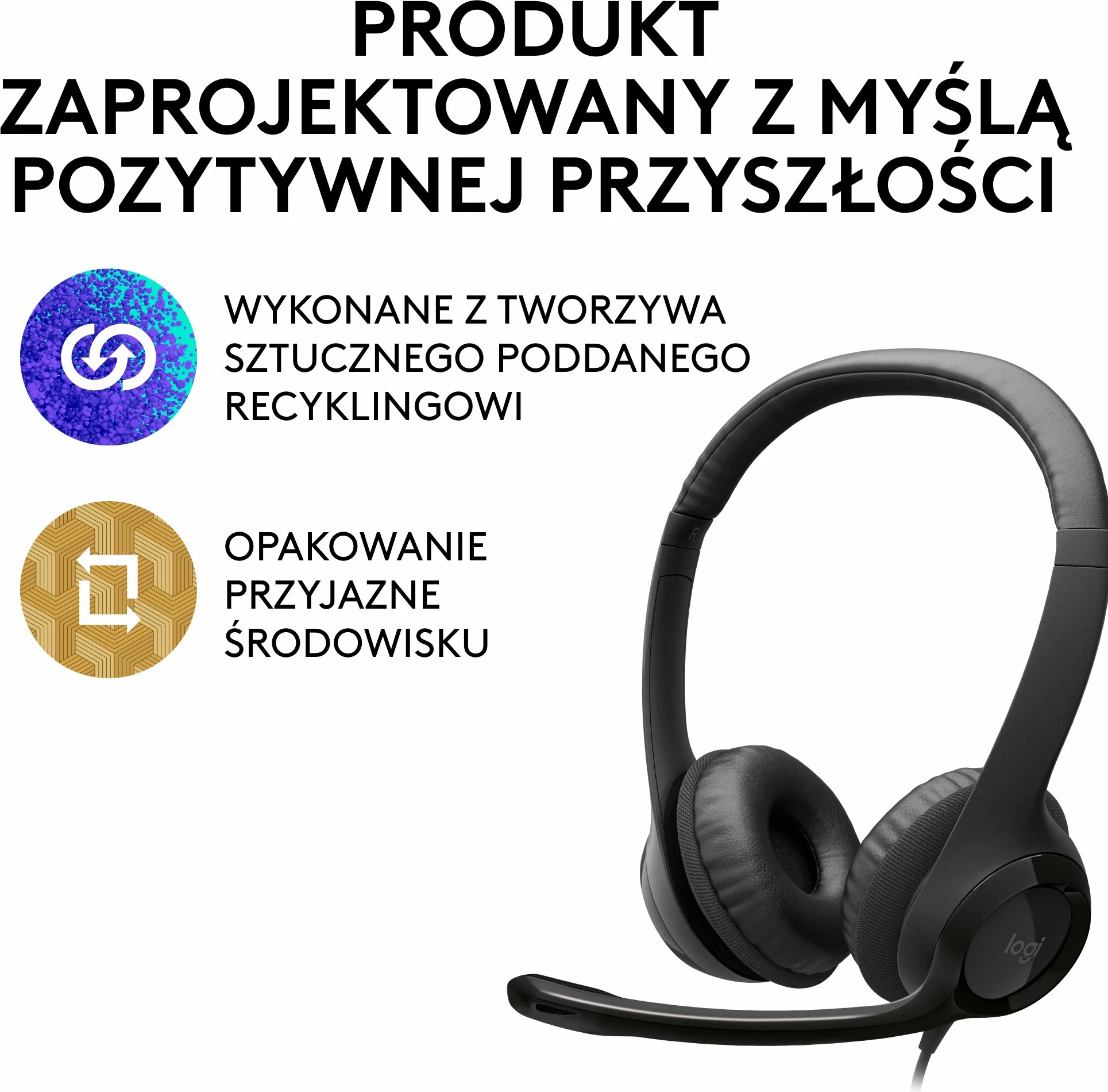 Kufje me mikrofon Logitech H390 (981-000406), USB me kabllo 2.4 m, me kontroll në kabllo, të zeza