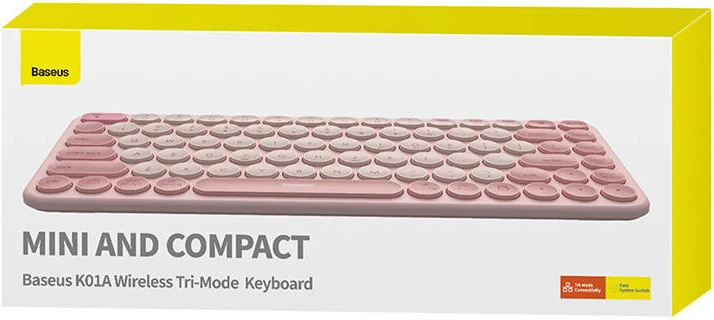 Tastierë wireless Baseus K01A, tri-modesh, baby pink