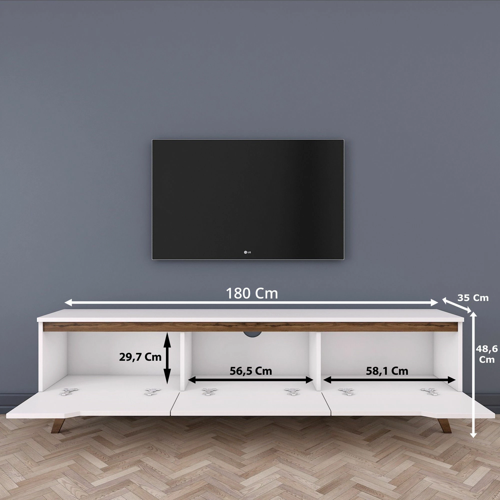 Komodë TV Hanah Home, D1 - 794, e bardhë dhe arre