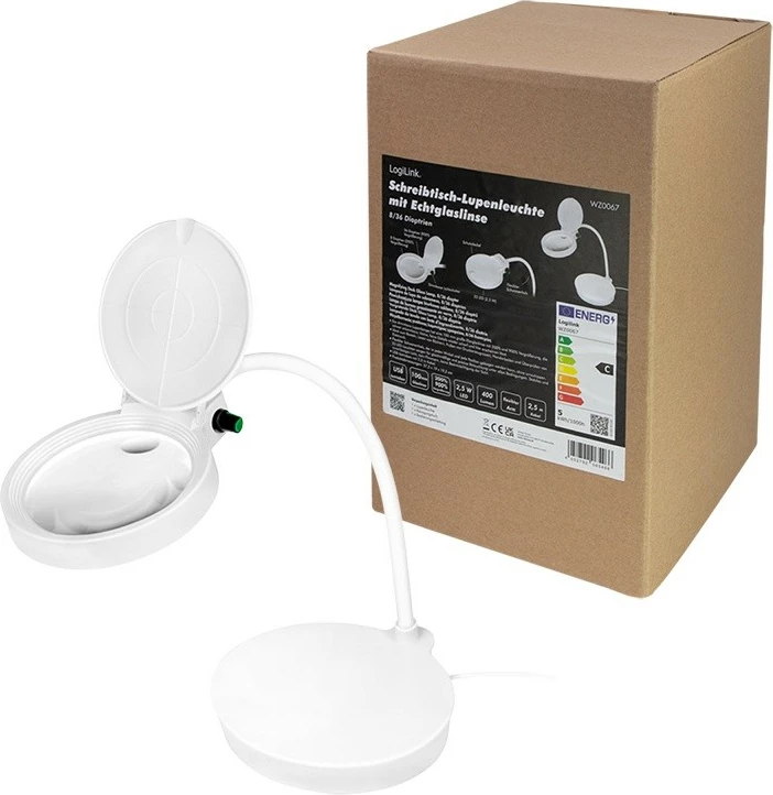 Lupë ndriçuese me bazë LogiLink WZ0067, 8/36 dioptri, e bardhë