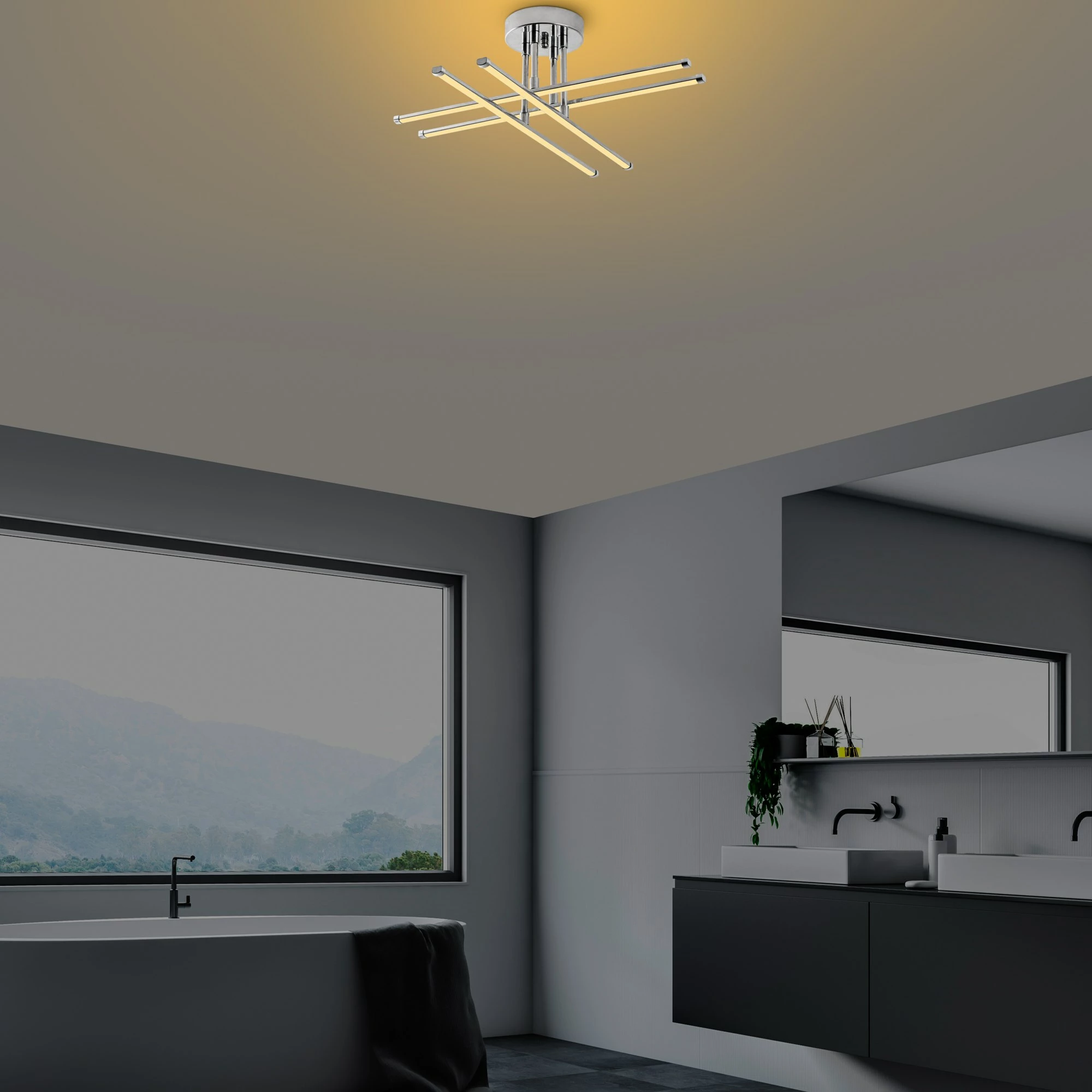 Llambë tavani moderne, krom, Opviq Exhaust-13662