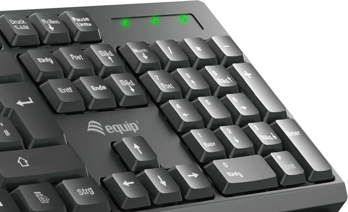 Set tastierë e maus pa tela Equip 245222, QWERTY, full-size, RF Wireless, e zezë