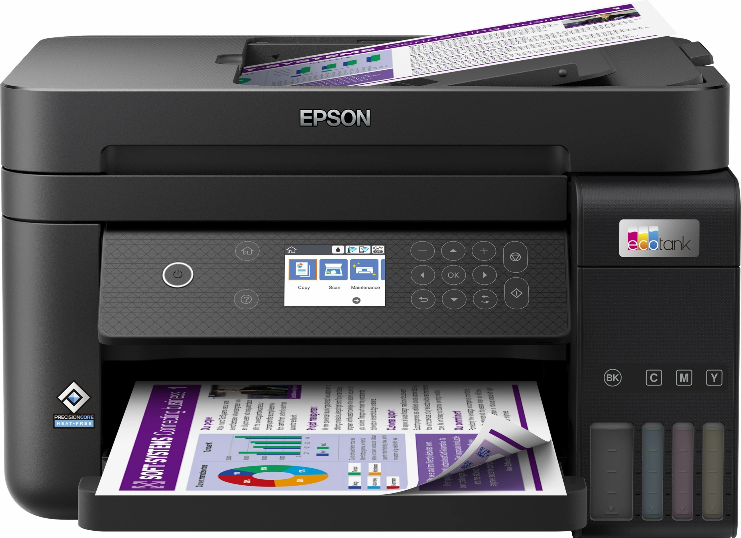 Printer multifunksional Epson EcoTank ET-3850, ngjyrë, A4, Wi-Fi, LCD, i zi