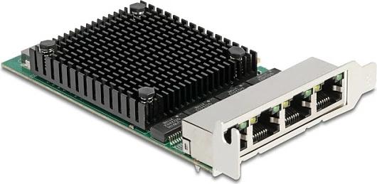 Kartelë rrjeti DeLOCK PCIe x4 RTL8125B, 4x RJ45, 2.5GbE, e brendshme, zi/gjelbër