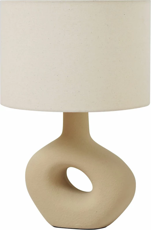 Llambë tavoline Pebble, qeramikë, bezhë, 23x12x49cm