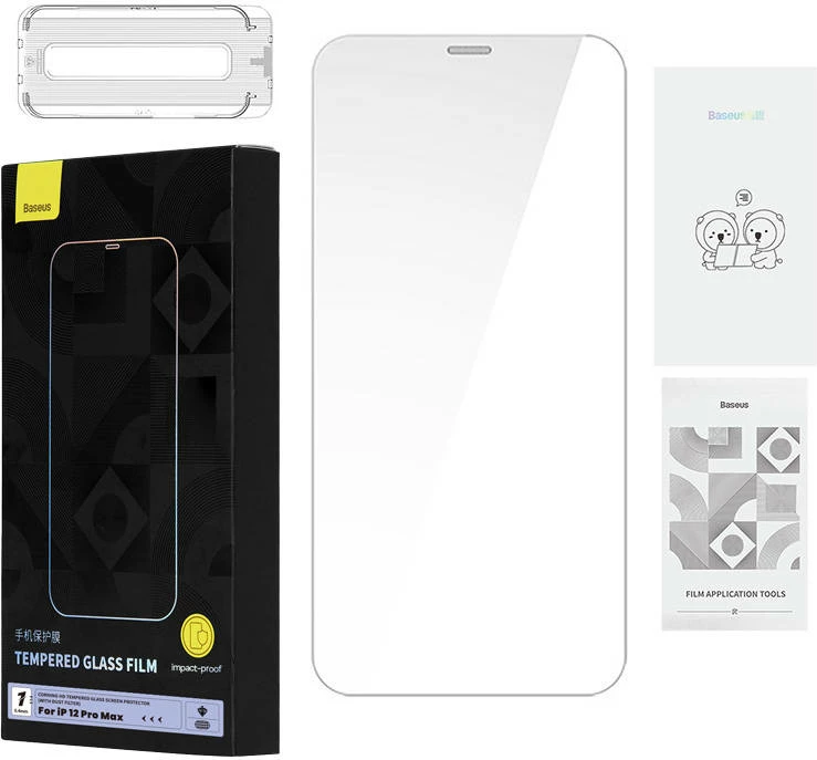 Xham i temperuar Baseus SGKN030502 për iPhone 12 Pro Max, 0.4mm, me set pastrimi