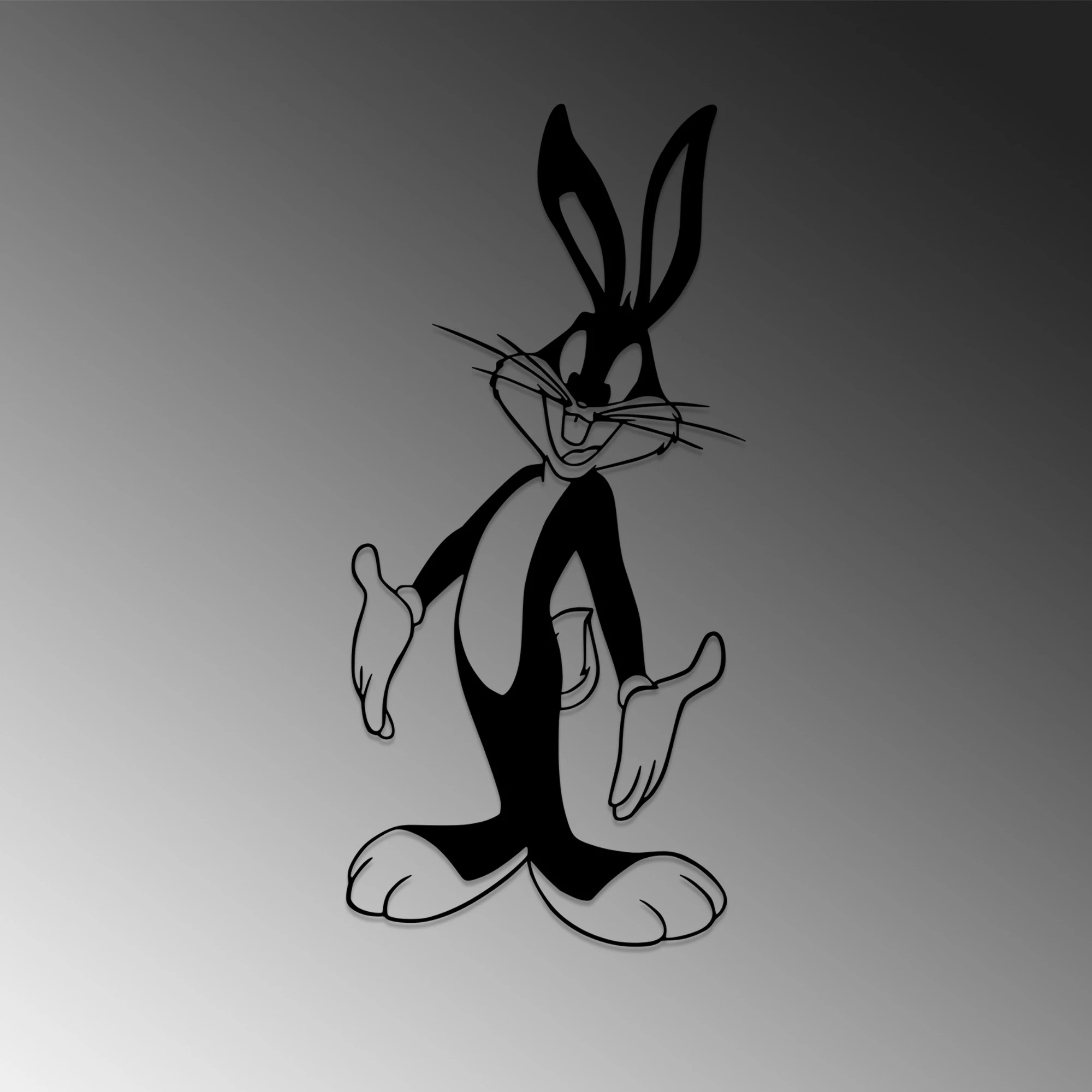 Aksesor dekorativ metalik për mur, Bugs Bunny, ngjyrë e zezë, 33x70cm