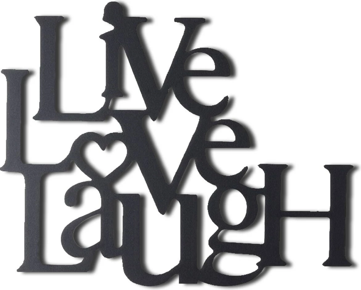 Aksesor dekorativ metalik për mur, Wallity, Live Love Laugh, ngjyrë e zezë, 40x49cm