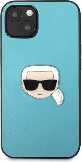 Mbështjellës Karl Lagerfeld KLHCP13SPKMB për iPhone 13 mini, lëkurë, blu
