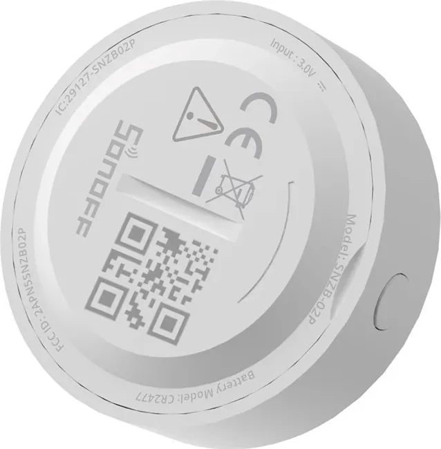 Sensor temperature dhe lagështie Sonoff SNZB-02P, ZigBee, i bardhë, i rrumbullakët