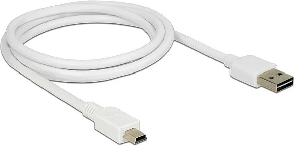 Kabllo USB DeLOCK USB 2.0 A në Mini‑B, 1 m, EASY‑USB, 480 Mbps, e bardhë