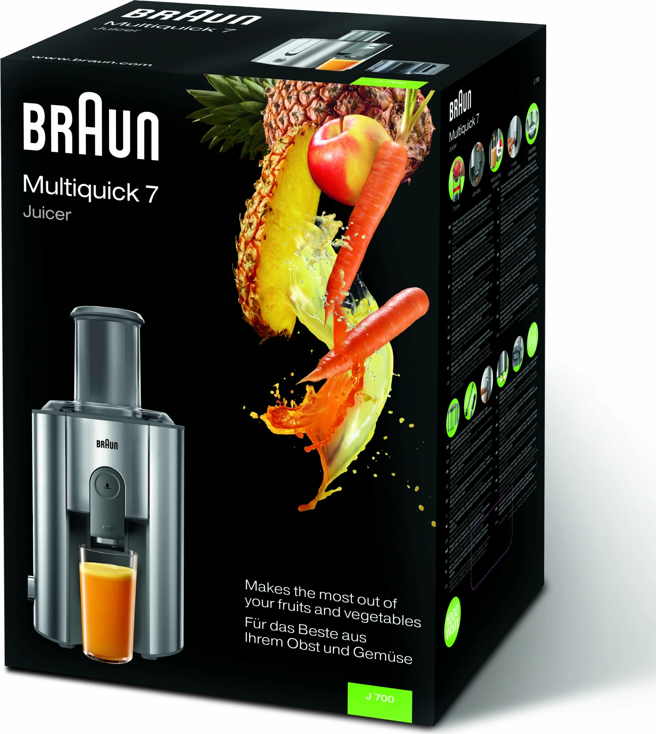 Shtrydhëse frutash Braun Multiquick 7 J 700, 1000W, inox, 2L