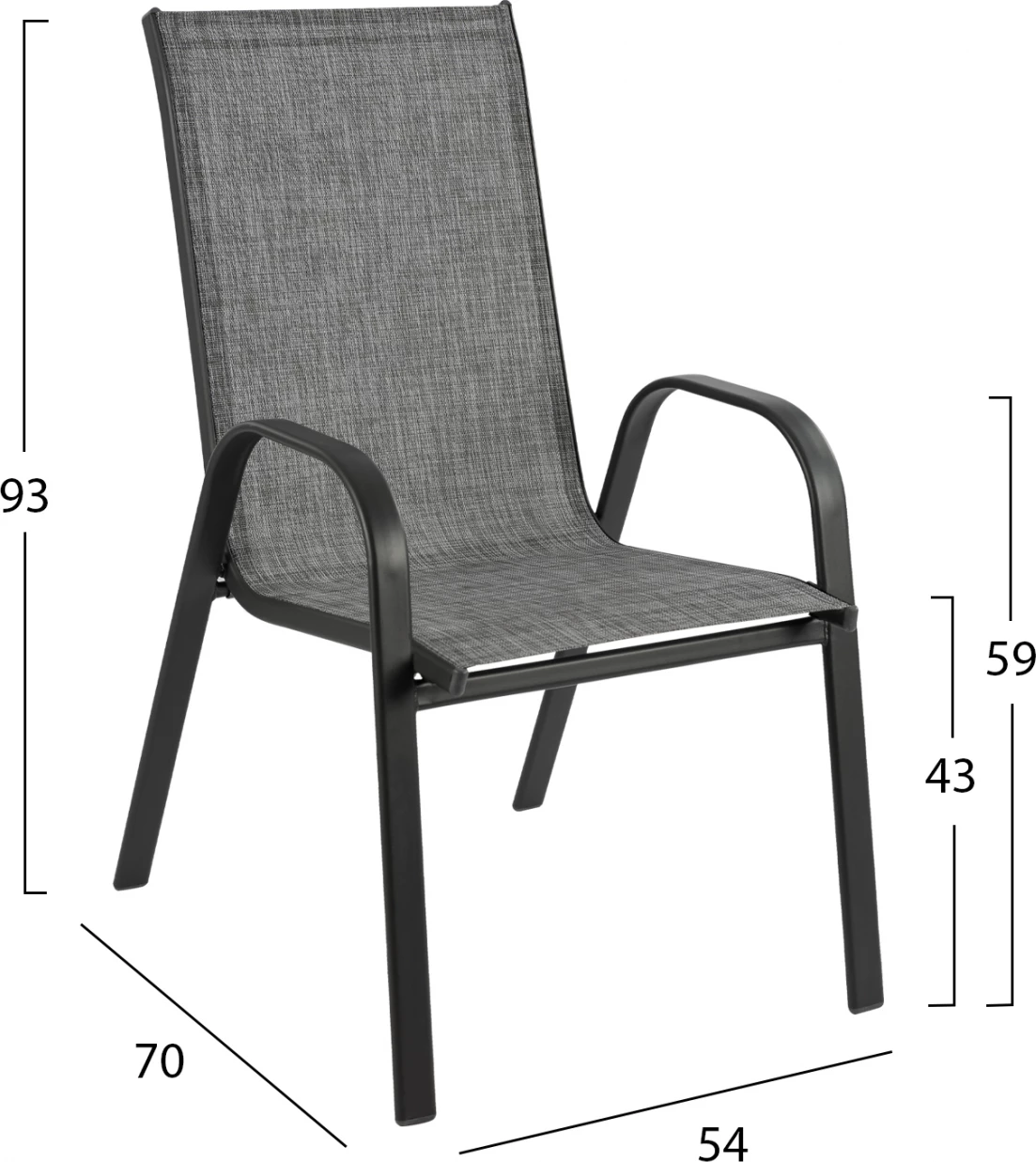 Set për terasë 7 copë, tavolinë 150x90 me karrige tekstilene gri FH11471