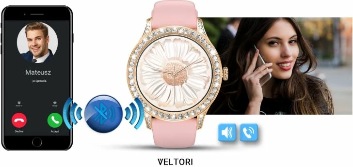Smartwatch për femra VELTORI, rozë