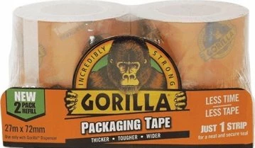 Shirit paketimi Gorilla Sports Tough & Wide 72mm x 27m, 2 copë, transparent