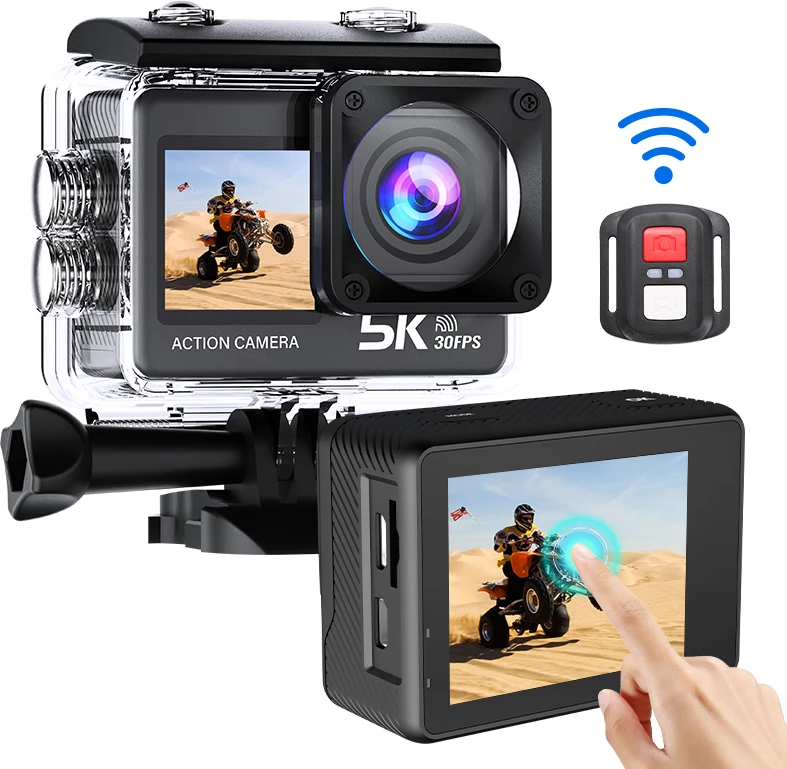 Kamerë aksioni Moye Venture 5K Duo V2, 50MP, dy ekranë, Wi‑Fi, microSD deri 128GB